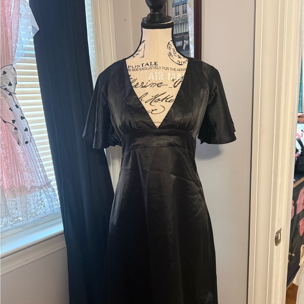 Elegant Black Satin Dress